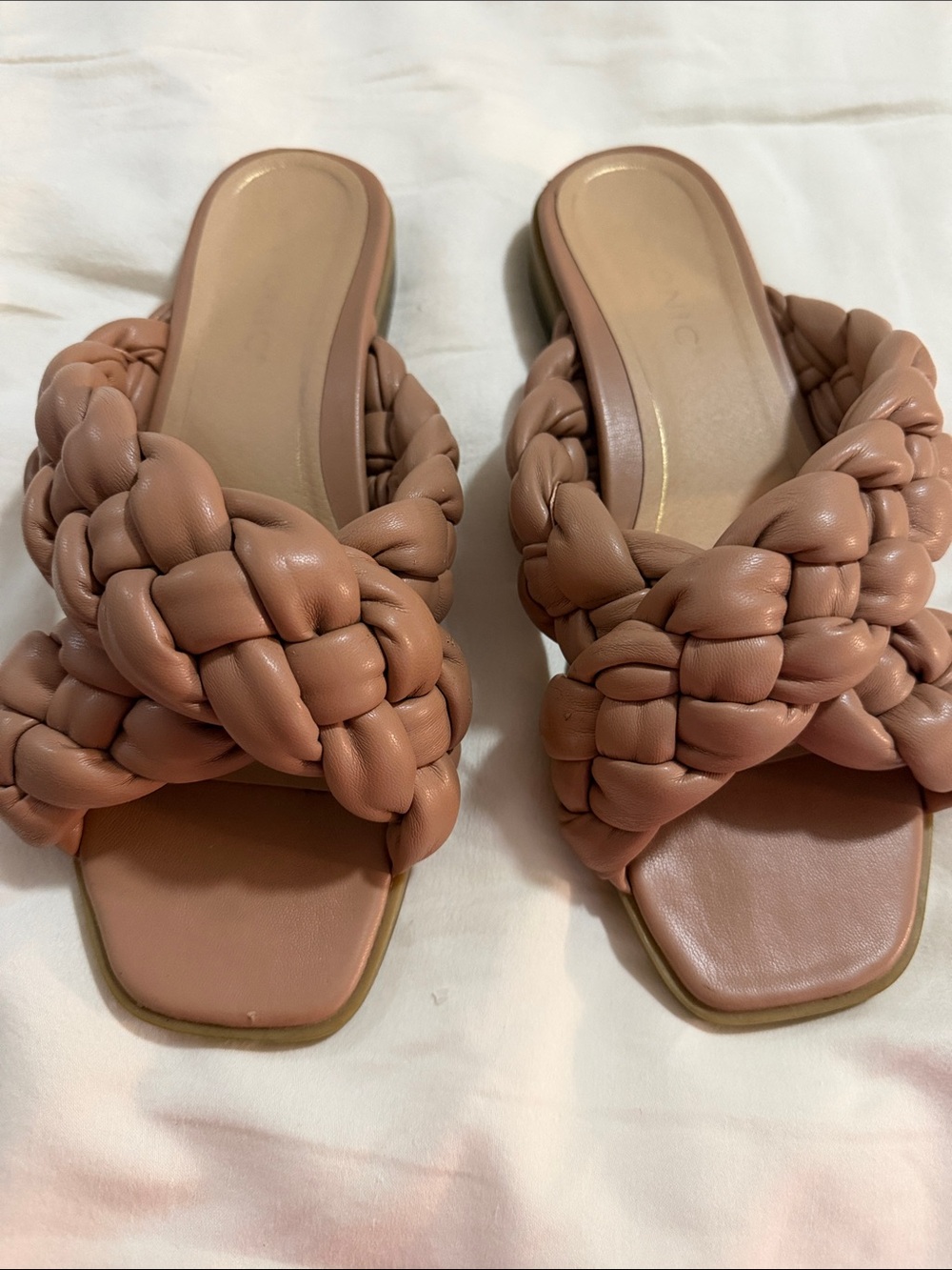 Vionic Braided Slide Mules in Dusty Rose Tan
